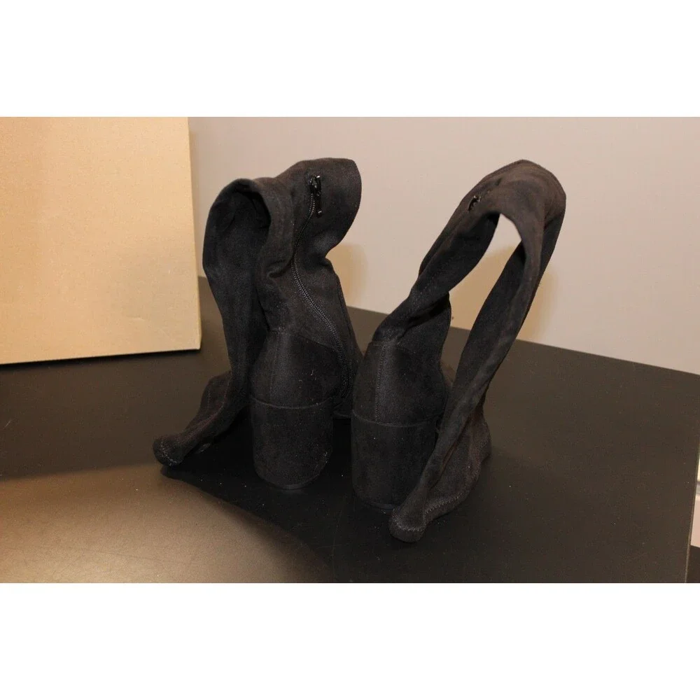 Bar III GABRIE Boots Womens 5M Black Over The Knee Faux Suede Block Heel NIB